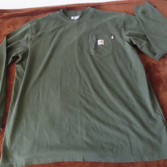Carhartt Force FR Flame Resistant olive Mens Long Sleeve Crew T-Shirt 2XLT - Picture 1 of 7